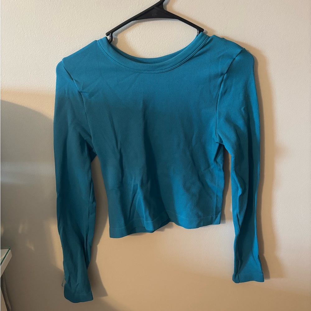 Elegant Teal Long Sleeve Women's Top
